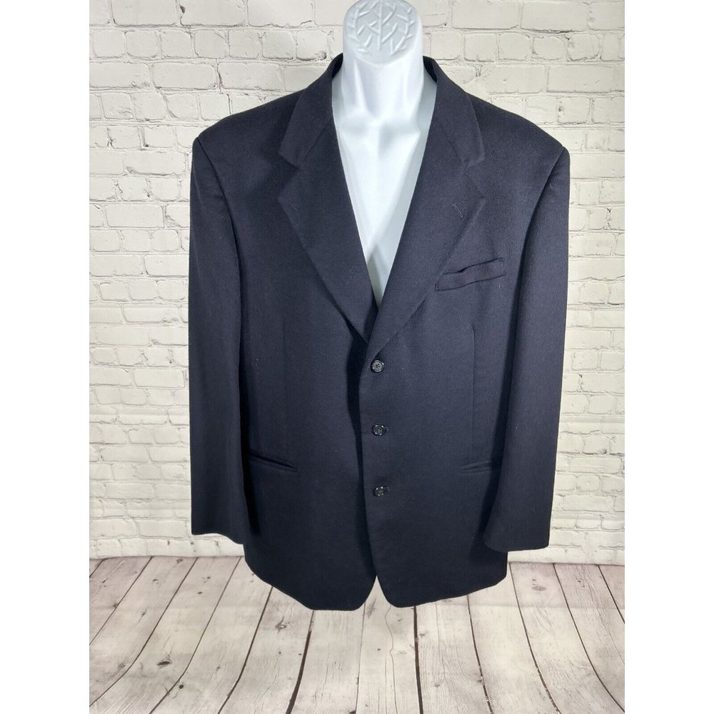Alfani Dark Blue Three Button Single Breasted Suit Jacket Coat Blazer Men’s 44L